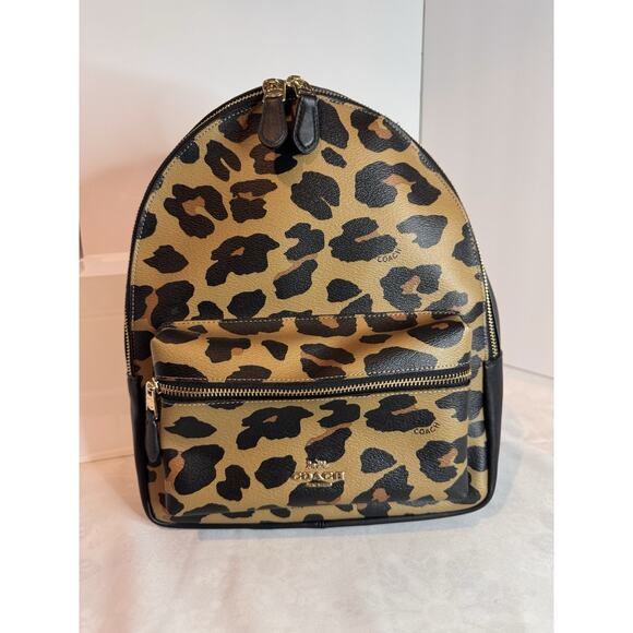 Coach‎ Medium Charlie Backpack With Leopard Print - Picture 1 of 8